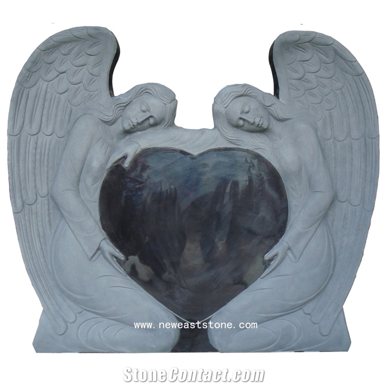 Factory Directly Offer Carved Angel Heart Headstone Monument Granite Tombstone Price