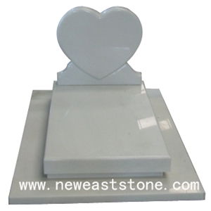 Han White Jade Marble Pure White Empress White Marble Angel Heart Shaped Headstones Tombstone