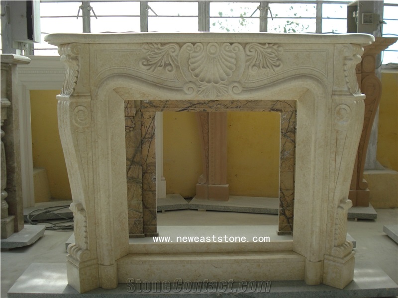 Interior Decoration Antique Natural Sunny Beige Marble Fireplace Surround Wholesale