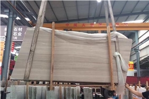 China Guizhou White Wooden Marble Slabs & Tiles for Interior Design
