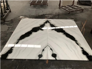 China Panda White Marble Tile&Slab,Chinese,Polished for Feature Wall,Landscape Pattern,Bookmatch,Cover,Tv Set