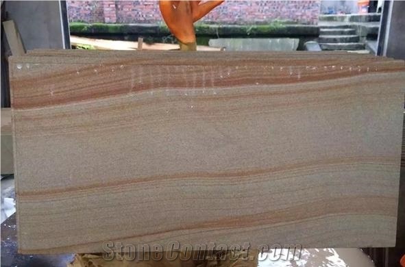 Teak Wood Sandstone Tiles and Slabs China Yellow Sandstone