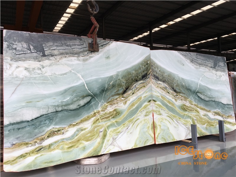 China Dreaming Green Marble,Chinese Grade Nature Stone,Good for Bookmatch,Tv Background Slab, Cut to Size, Wall and Floor