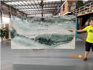 China Dreaming Green Polished Marble Tiles & Slabs/Chinese Luxury Polish Wall Covering/Bookmatch
