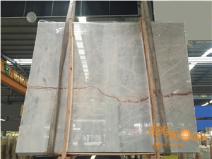 China Ice Age Grey Marble Slabs Tiles/ Chinese River Red Line/ Wall Floor Covering / Own Factory Quarry/ High Quality