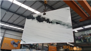 China Panda White Marble,Chinese Landscape Paintings Slabs, Tv Background, Cut to Size, Wall and Floor Covering Nature Stone