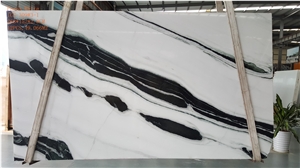 China Panda White Polished Slabs&Tiles Marble Black and White Book-Match Floor&Wall Covering Chinese Manufactory Warehouse Project Supplier Hotel