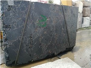 Chinese Portoro Gold & Black Marble Slabs Tiles Blocks/ Natural Stone/ Port Saint Laurent/ Nero Giallo/ Macchia Larga/ Wall Floor Covering