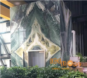 Dreaming Green/Paradise Jade/Heaven Verde Marble/Bookmatch/Backlit/Wall Cladding/Floor Covering/Slabs/Tile/Cut to Size/Polished/China Stone/Own Quarry