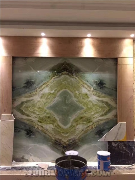 Green Beauty/Bookmatch Marble/Green Jade/China Polished Slabs/Tiles/Tv Wall Set/Natural Stone Products/Blocks Available/Customized Size/Own Quarry