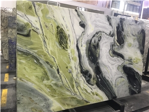 Green Marble/Dreaming Green/Chinese Ink Painting/Green&Black Polished Slabs&Tiles Book Match Floor Wall Covering Building Project China Manufactory