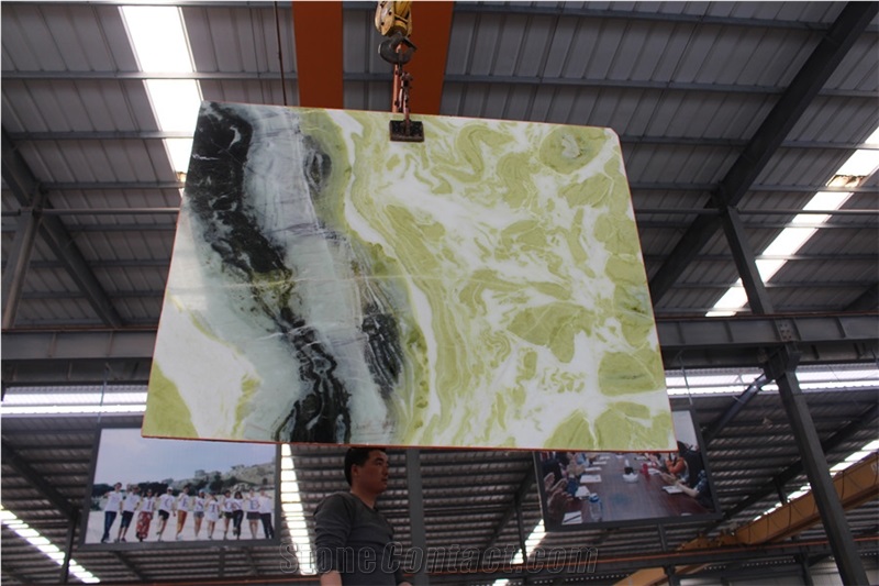 Green Marble/Dreaming Green/Chinese Ink Painting/Green&Black Polished Slabs&Tiles Book Match Floor Wall Covering Building Project China Manufactory