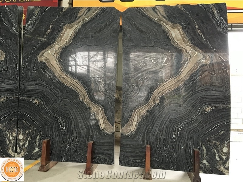 Polished Silver Wave Black Marble Slab&Tiles,Chinese Grey Veins Natural Stone,Blocks,Bookmatch Slabs for Hotel Project Decor,Floor Covering,Table Tops