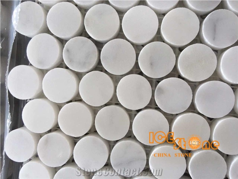 White Wood Marble Chenille Mosaic Tiles/ Hexagonal 1 Inch/ Customized Size Design/ Polished Surface Garden & Balcony Kitchen Marble