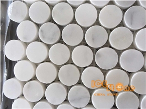 White Wood Marble Chenille Mosaic Tiles/ Hexagonal 1 Inch/ Customized Size Design/ Polished Surface Garden & Balcony Kitchen Marble