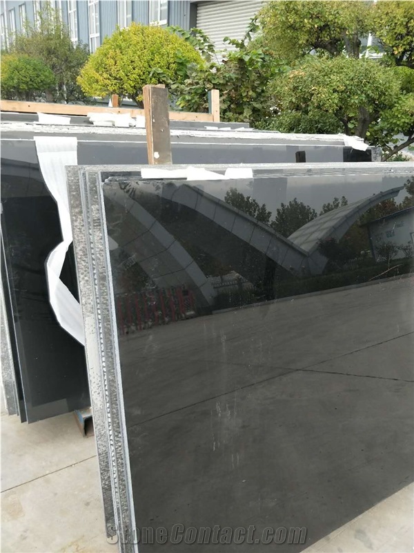 Super Black Crystallized Glass Slabs &Tiles, with Deep High Gloss,Polished Surface.