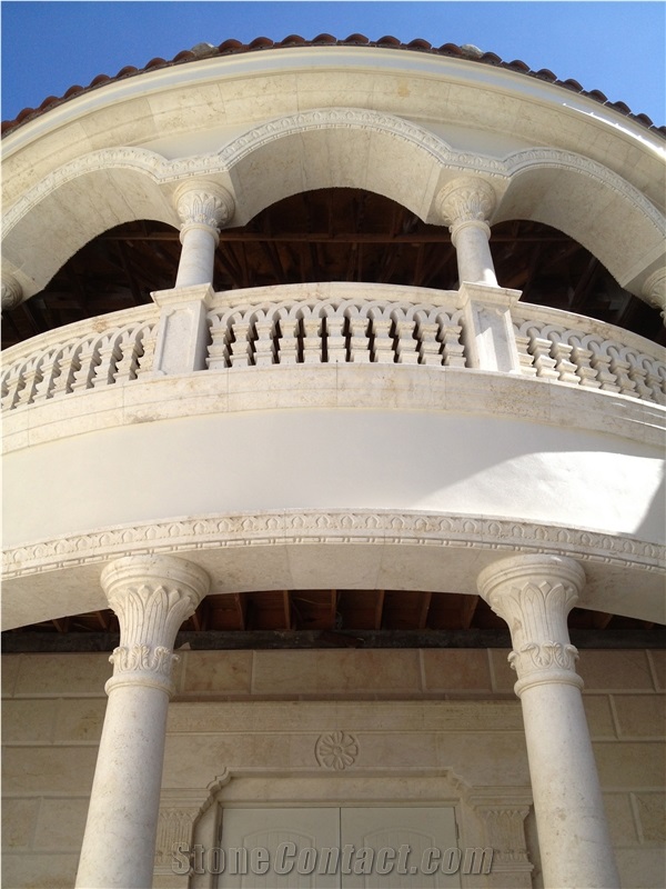 Jerusalem Stone Luxury Hand Carved Railings, Balustrades