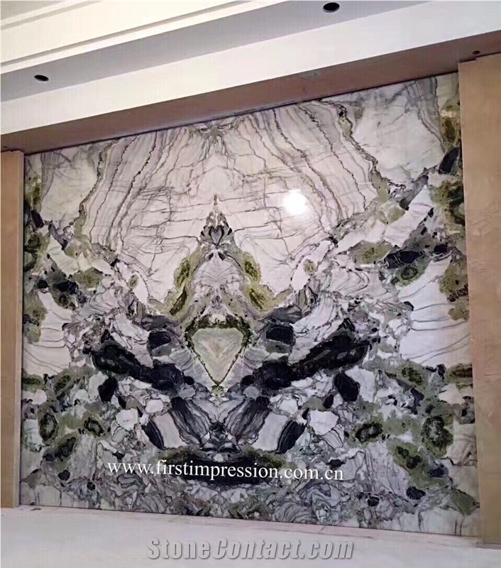 Best Price First Impression Green Stone/ Ice Connect Marble Slabs&Tiles/ White Beauty Mabrle/ Green Jade Natural Stone/ Bookmatck Wall Covering