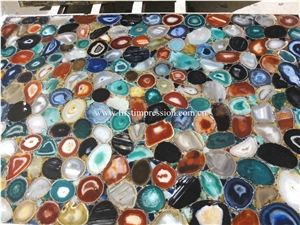Best Price Nterior Wall Panel Multi Color Semiprecious Agate Stone Multi Color Gemstone Slabs