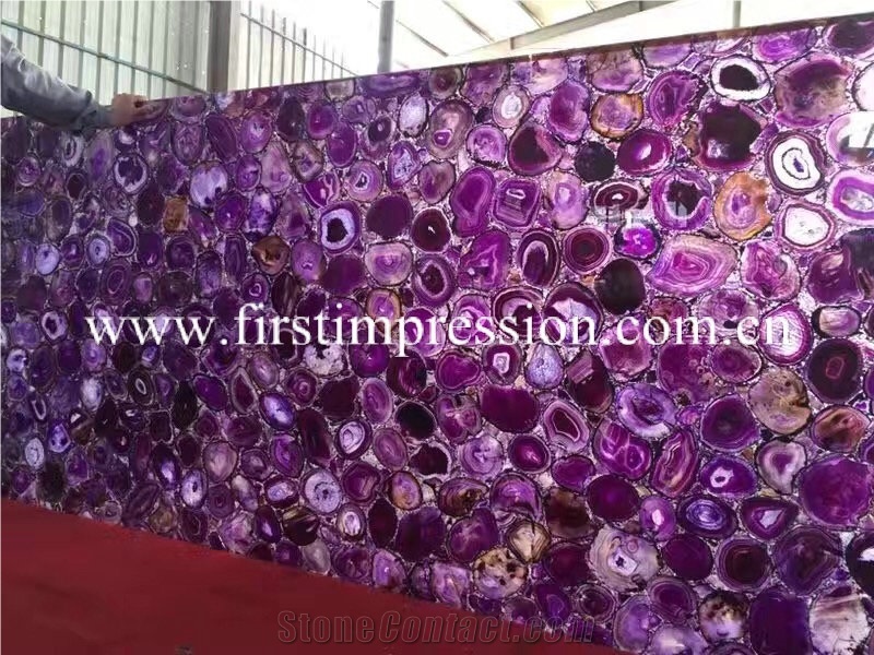 Best Price Purple Agate Semi Precious/ Good Quality Gemstone Tiles/ Wall Ladding/ Background Backlit Stone