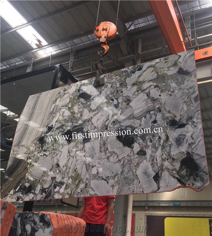 China First Impression Green Stone/ Ice Connect Marble Slabs&Tiles/ White Beauty Mable/ Green Jade Natural Stone/ Bookmatch Wall Covering