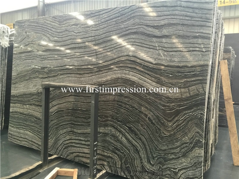 High Quality & Best Price Black Wood Gain Slabs & Tiles/ Silver Wave Black Wooden Zebra/ Antique Wood Black/ Wood Black Serpeggiante Slabs