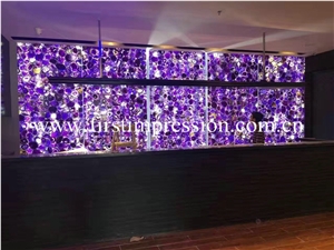High Quality Purple Agate Semi Precious/ Good Quality Gemstone Tiles/ Wall Ladding/ Background Backlit Stone
