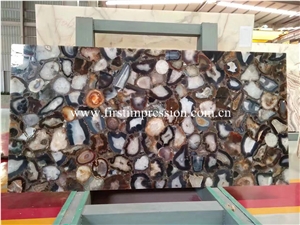 Hot Sale Grey Agate Semiprecious Stone Slabs /Customized Slabs /Grey Semi Precious Stone Panels for Wall&Floor Covering /Interior Decoration