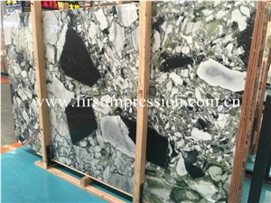 Hot White Beauty Green Jade Marble Slabs/ Ice Connect Marble/ Floor Covering Tiles/ Skirting/ Slabs/ Bookmatched/ Polished Natural Stone/ Own Quarry