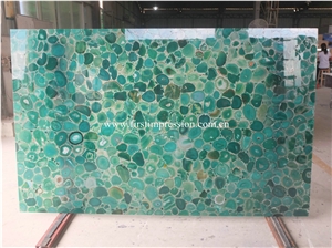 Luxury Stone Green Agate Slab/ Semiprecious Stone Gemstone Stone/ Transperant Countertop Intertior Wall Cladding