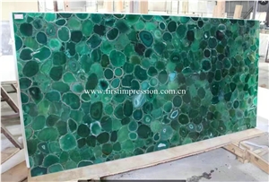 Luxury Stone Green Agate Slab/ Semiprecious Stone Gemstone Stone/ Transperant Countertop Intertior Wall Cladding