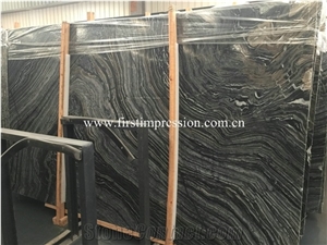 Popular Black Wood Gain Slabs & Tiles/ Silver Wave Black Wooden Zebra/ Black Antique Serpeggiante/ Antique Wood Black/ Wood Black Serpeggiante Slabs