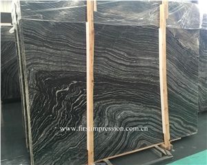 Silver Wave Black Wooden Vevins Marble Slabs /China Wooden Grain Marble/Ancient Wooden Marble Slab/Wooden Vein Marble Slab for Flooring Tiles