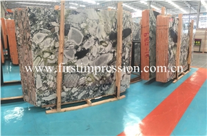 White Beauty Green Jade Marble Slabs/ Ice Connect Marble/ Floor Covering Tiles/ Skirting/ Slabs/ Bookmatched/ Polished Natural Stone/ Own Quarry