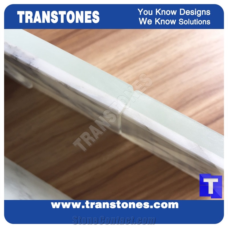 China Popular Marble Slabs and Tiles Real Marble Stones Laminated Panel Compound Marble Stones with Glass for Floor and Wall Cladding