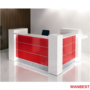 China Custom Special Design Wood Solid Surface Marble Office Hair Salon Hotel Reception Counter Restaurant Spa Gym Cashier Desk for Retail Store