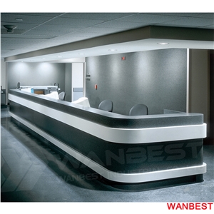 Factory Direct Artificial Marble Wooden Curved Clinic Office Hotel Fitness Center Gym Lobby Hall Hospital Nurse Station Reception Desk Furniture