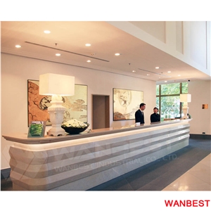 Factory Direct Artificial Stone Marble Carving Office Beauty Salon Mall Hotel Bank Lobby Hospital Standing Reception Counter Information Desk Design