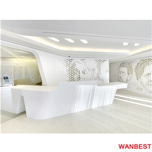 High Quality Modern Artificial Marble Solid Surface Hospital Dentist Clinic Office Company Nail Salon Hotel Bank Gym Reception Desk for Nurse Station