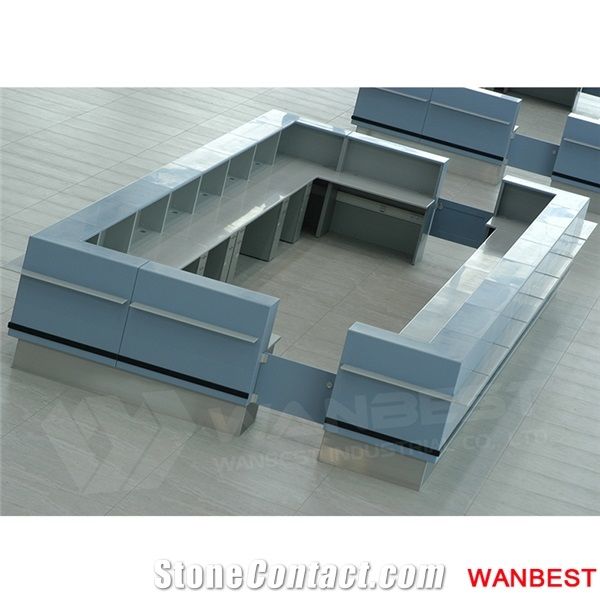 Luxury Artificial Stone Acrylic Large Rectangle Hotel Lobby Hall Luxury Artificial Stone Acrylic Large Rectangle Hotel Lobby Hall Ping Mall Hospital Salon Library Reception Counter Customer Service Desk Design