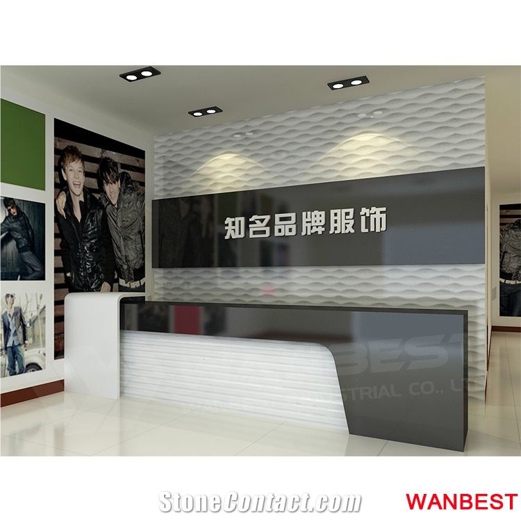 Modern Acrylic Artificial Wood Office Hair Salon Clinic Hotel Company Spa Reception Desk Restaurant Cafe Fast Food Retail Store Cashier Counter Design