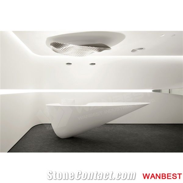 Modern Solid Surface Artificial Stone White Curved Small Portable