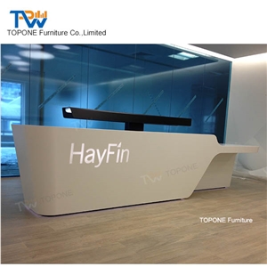 2017 Modern Artificial Marble Stone Salon Front Desk Tops Furniture Salon Table with Logo Reception Counter Desk Acrylic Solid Surface Stone Furniture