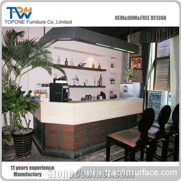 Artificial Marble Stone Night Club Small Bar Counter Tops Designs, Interior Stone Modern Home Mini Bar Counter Design for Sale Oem Service Factory