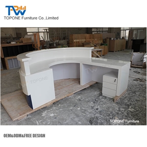 China Factory White Artificial Marble Stone Office Desk Furniture Interior Stone Acrylic Solid Surface Salon Hotel Office Reception Desk Counter Tops