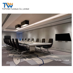 Luxury High Quality Artificial Marble Stone Office Table Tops Furniture Interior Stone Acrylic Solid Surface Office Meeting Room Conference Table Tops
