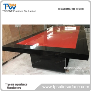 Luxury High Quality Artificial Marble Stone Office Table Tops Furniture Interior Stone Acrylic Solid Surface Office Meeting Room Conference Table Tops