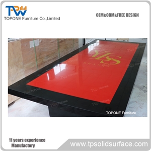 Luxury High Quality Artificial Marble Stone Office Table Tops Furniture Interior Stone Acrylic Solid Surface Office Meeting Room Conference Table Tops