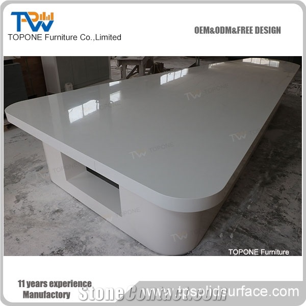 Luxury High Quality Artificial Marble Stone Office Table Tops Furniture Interior Stone Acrylic Solid Surface Office Meeting Room Conference Table Tops
