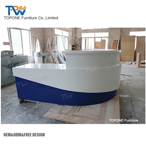 New Design Office Furniture Artificial Marble Stone Reception Desk Tops Made in China Interior Stone Acrylic Solid Surface Reception Counter Desk Top